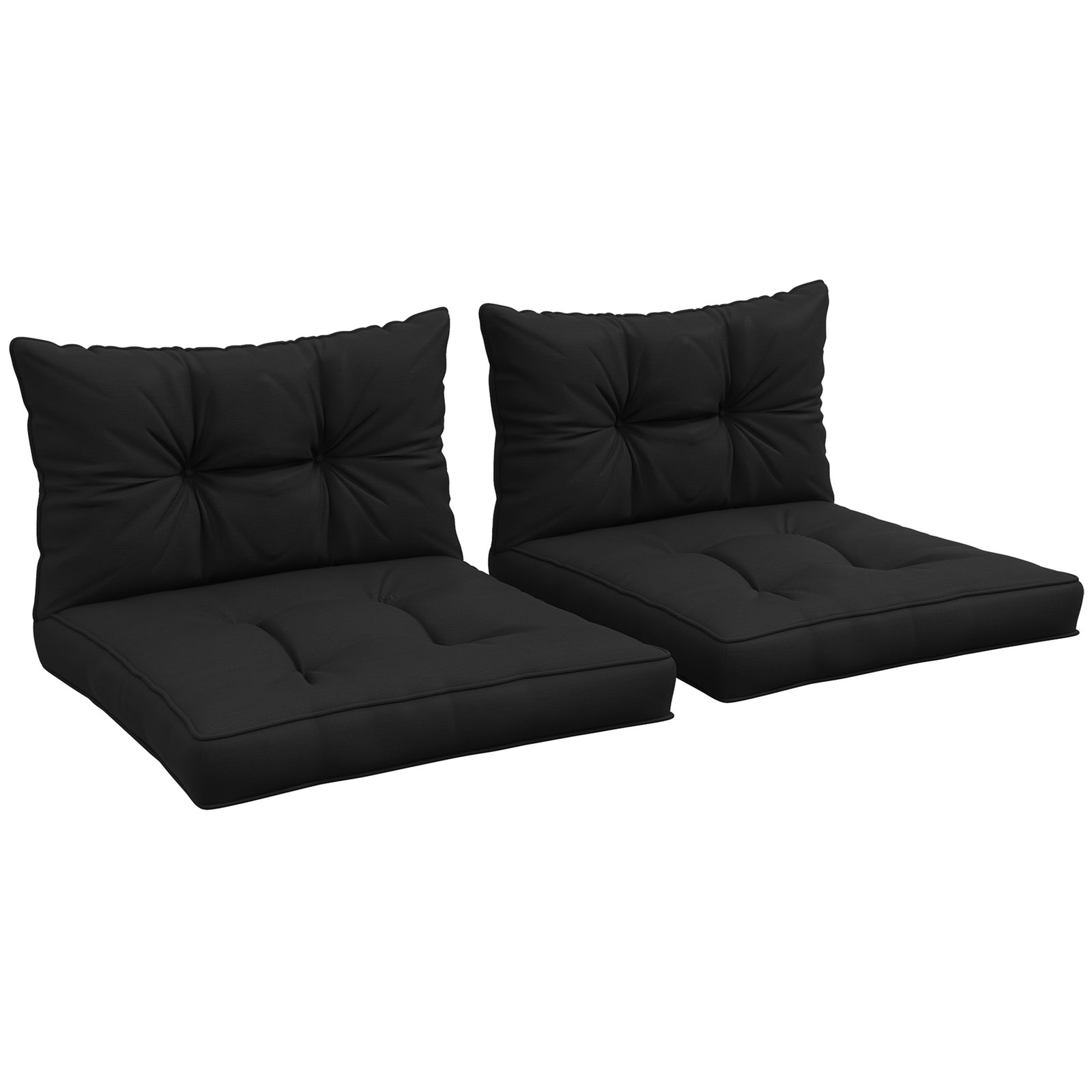 2-Piece Seat Cushions Back Pillows Replacement, Patio Chair Cushions Set for Indoor Outdoor, Black