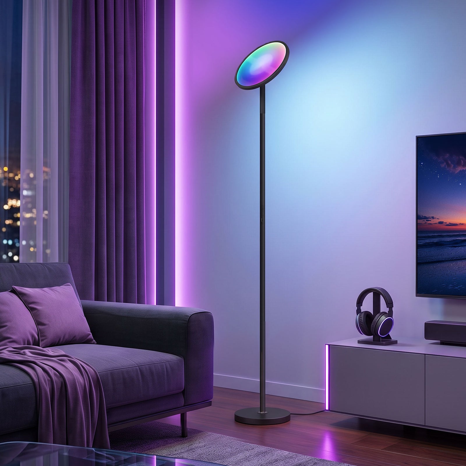 Uplighter Floor Lamp with Tuya App and Music Sync, Standing Lamp with 