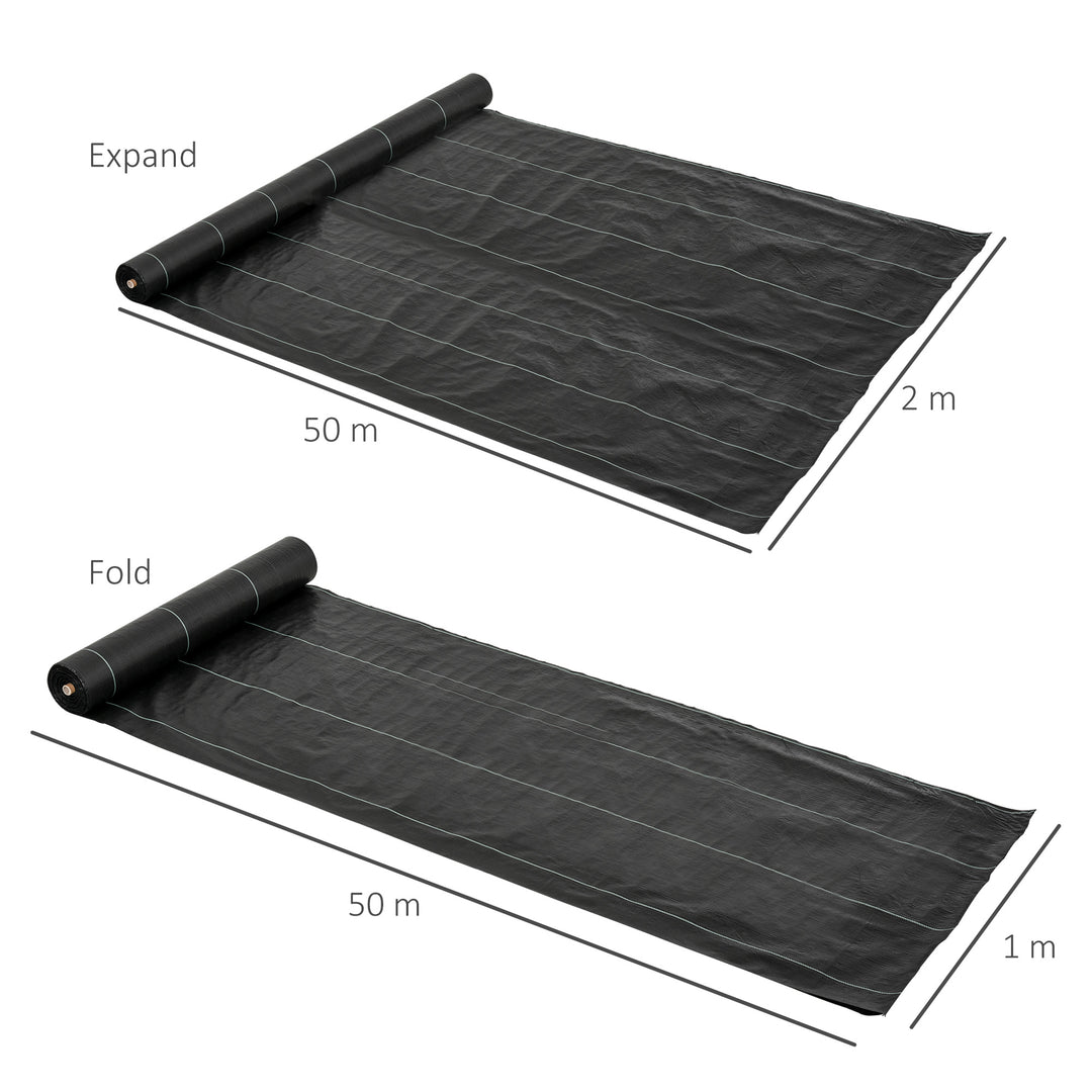 MCL 2m x 50m Weed Control Membrane, Heavy Duty Weed Control Barrier Fabric, 90gsm Ground Cover for Patios, Garden, Flower beds, Landscaping