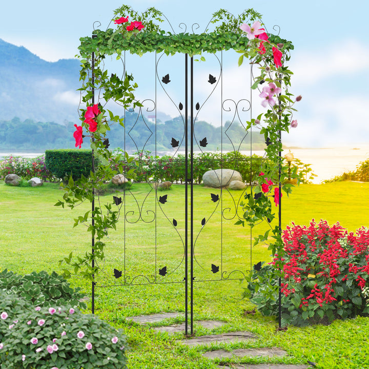 Outsunny Metal Trellis Set: Leaf Design Plant Support Frames, Outdoor Use | Aosom UK