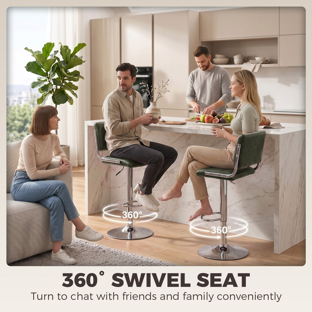 Bar Stools Modern PU Leather Adjustable Breakfast Bar Stools Backrest 