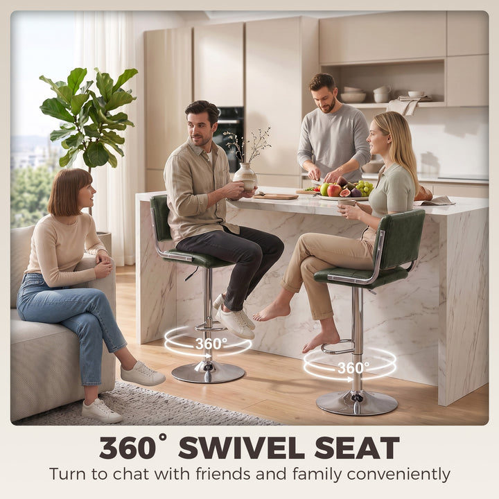 Bar Stools Modern PU Leather Adjustable Breakfast Bar Stools Backrest 
