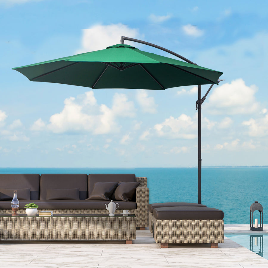 3m Banana Hanging Parasol Umbrella Green