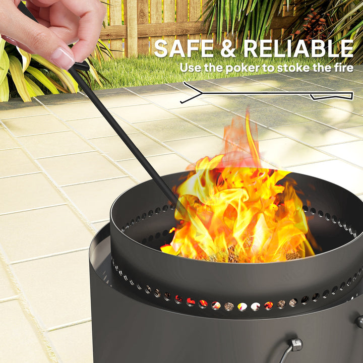 Smokeless Fire Pit with Ash Catcher, 37cm Portable Wood Burning Firepi