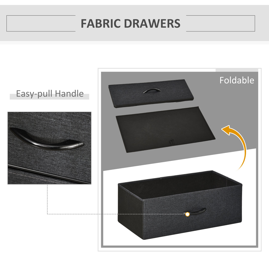 HOMCOM Dresser Fabric Drawers w/ 3 Linen-Feel Foldable Drawers & Metal Frame for Storage in Dining & Living Room, Bedroom, Black | Aosom UK