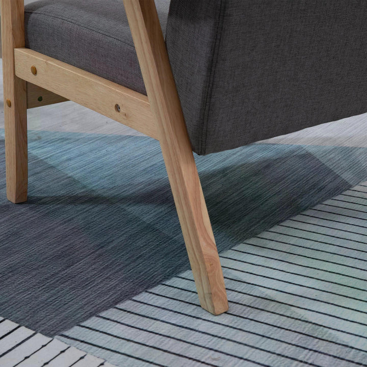 Minimalistic Wooden Frame Accent Chair, with Padded Seat