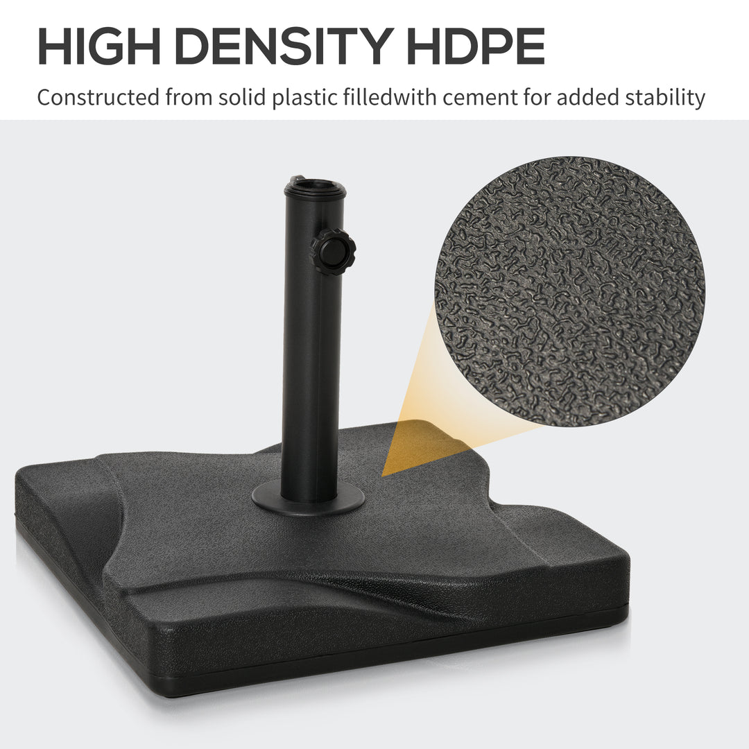 20kg Square Parasol Base Outdoor Garden Cement Umbrella Weight Stand Holder, Fits Φ32mm,Φ38mm,Φ48mm Pole - Black