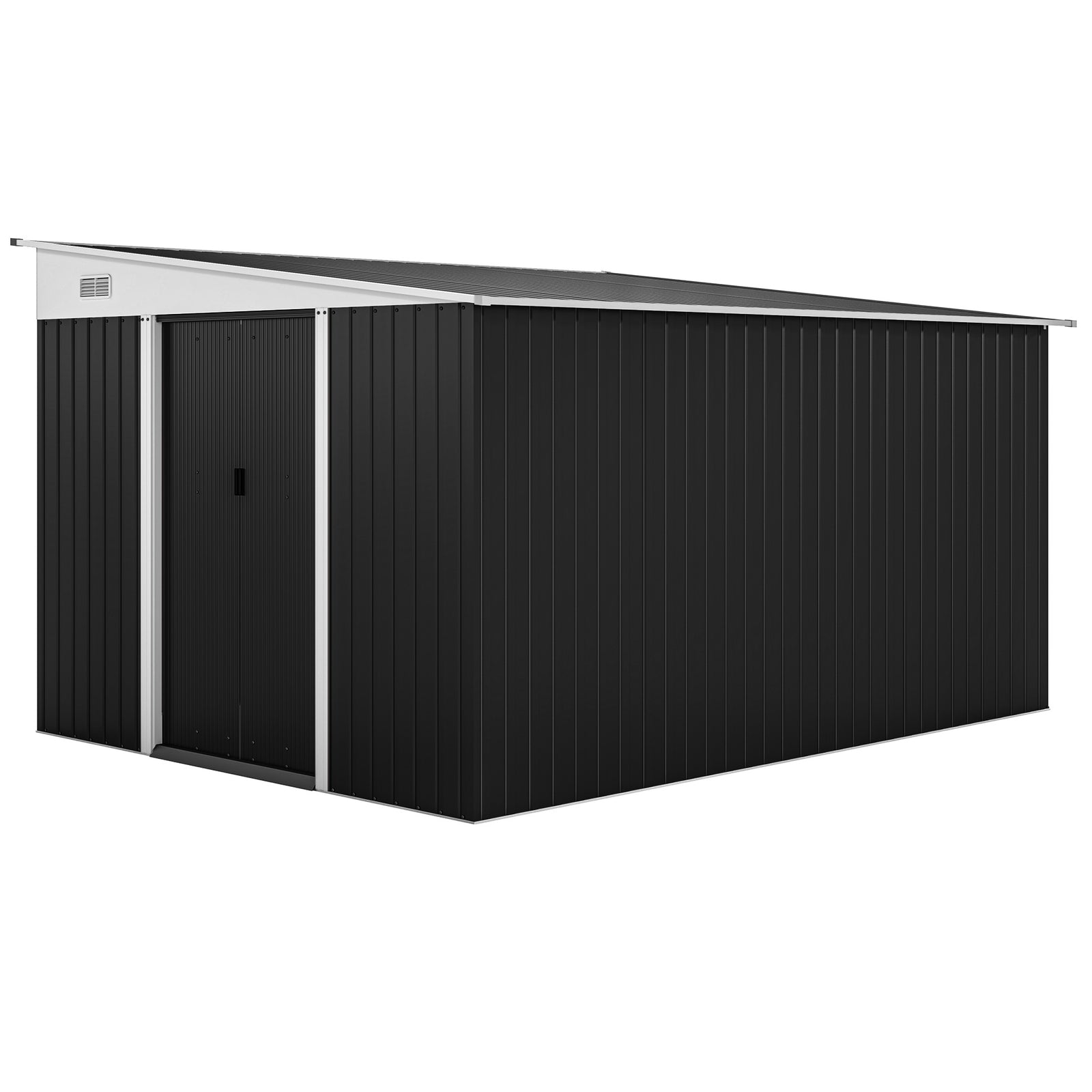 3.3 x 2.68m Corrugated Metal Shed - Black