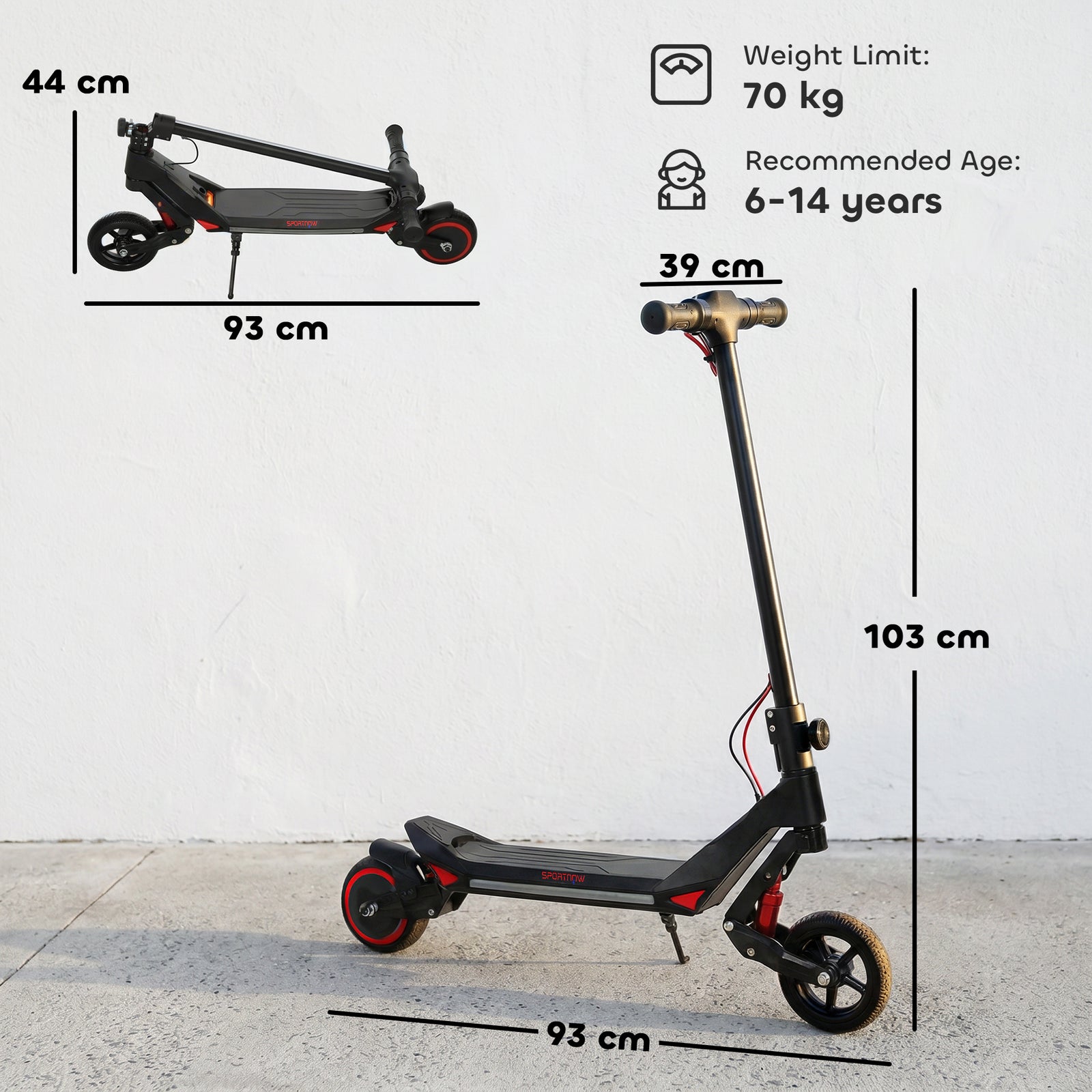 Electric Scooter for Kids, Foldable E Scooter for Age Age 6+ with LED 