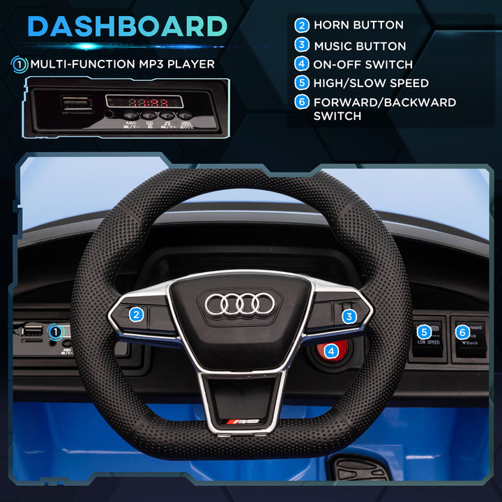 Audi Licensed 12V Kids Electric Ride-On, with Remote Control, Suspension System, Lights, Music, Motor - Blue
