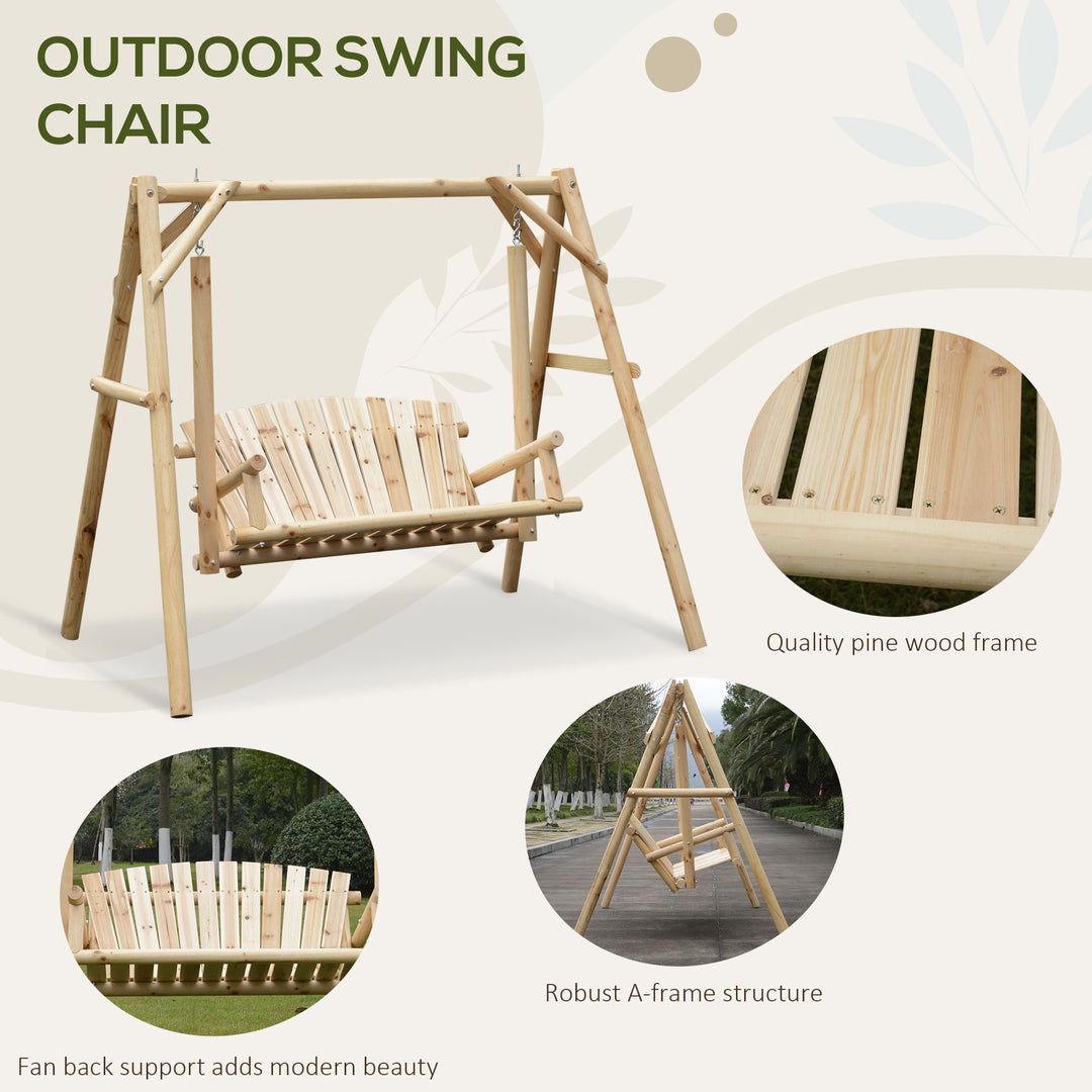 Outdoor 2 Seater Swing Chair Larch Wood Garden Swing Seat Porch Hammock Bench Lounger