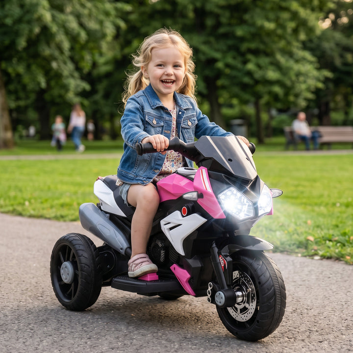 Kids Electric Motorcycle, 6V Ride on Motorcycle with 3 Wheels, LED Hea