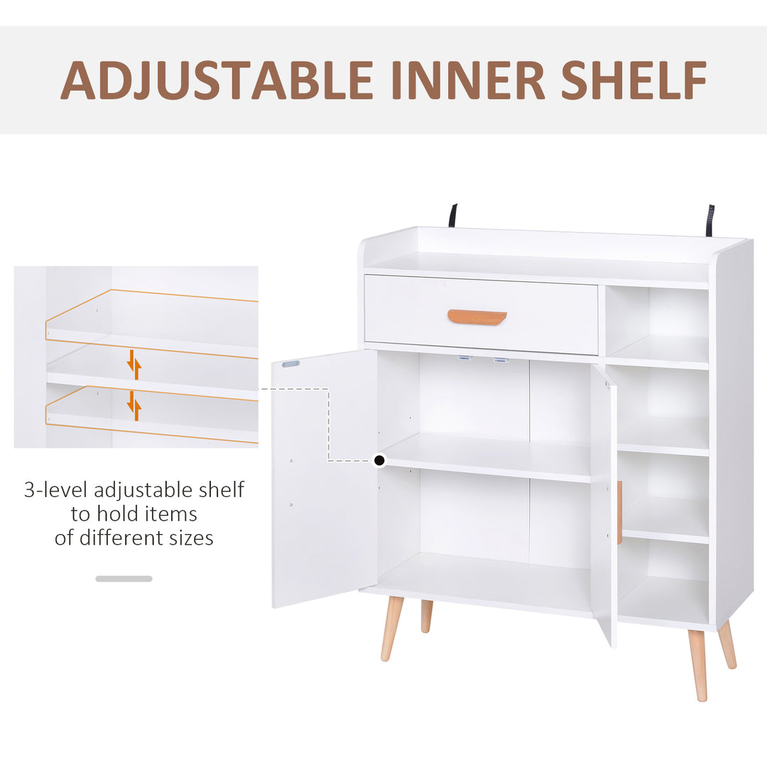 Sideboard, Side Cabinet, Floor Cupboard with Storage Drawer for Hallway, Kitchen, Bedroom, Living Room, White