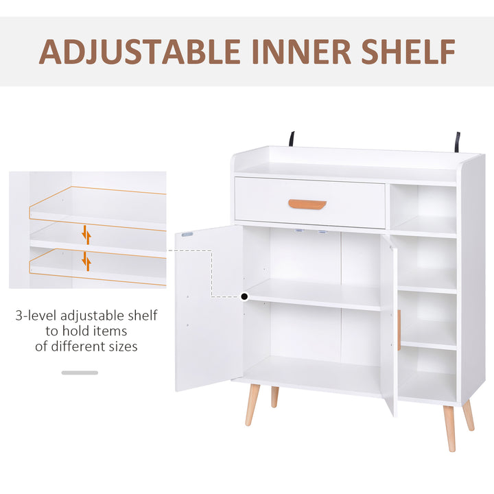 Sideboard, Side Cabinet, Floor Cupboard with Storage Drawer for Hallway, Kitchen, Bedroom, Living Room, White