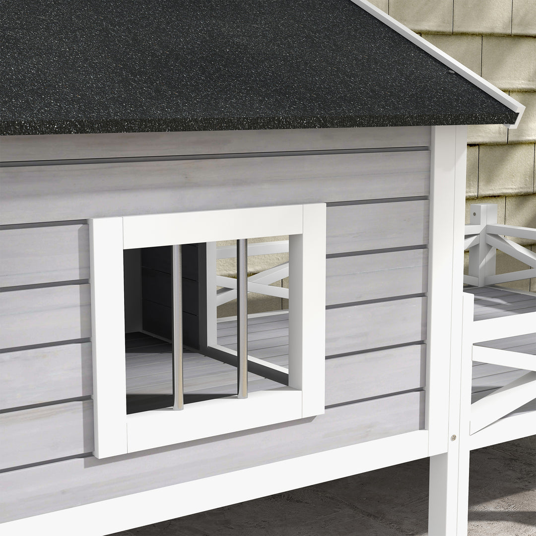 Small/Medium Dog House with Porch, Grey