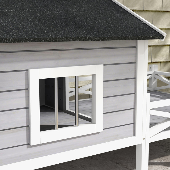 Small/Medium Dog House with Porch, Grey