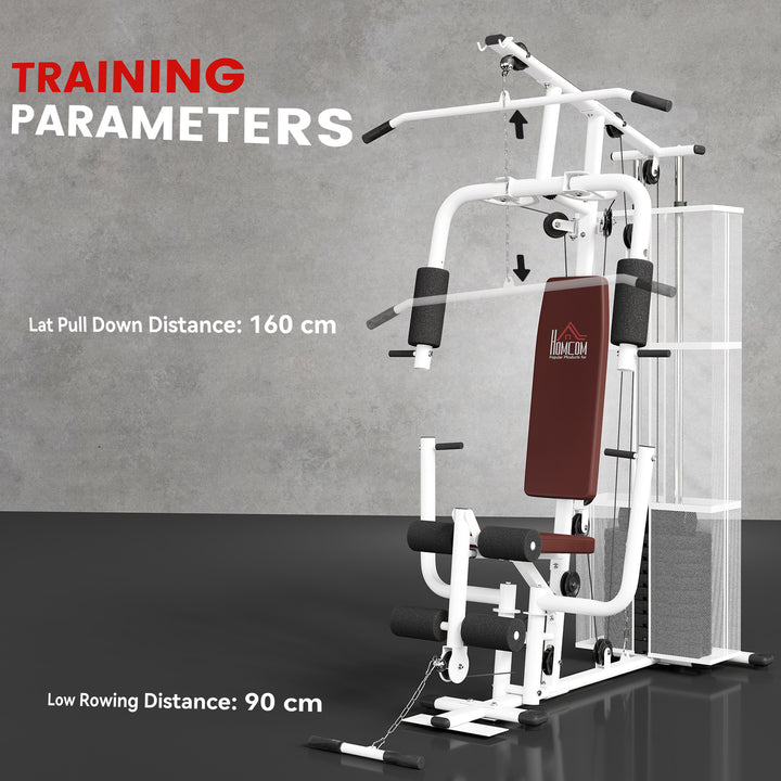 Multifunction Home Gym Weight Training Workout Station Fitness Strength Machine, White