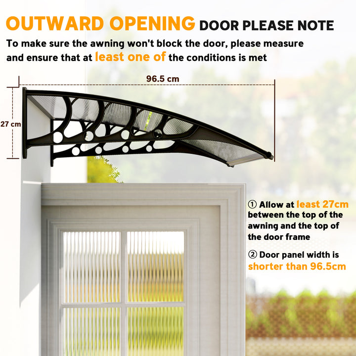Front Door Canopy, Outdoor Awning, Rain Shelter for Window, Porch and Front/Back Door, Clear 103 x 96.5 cm