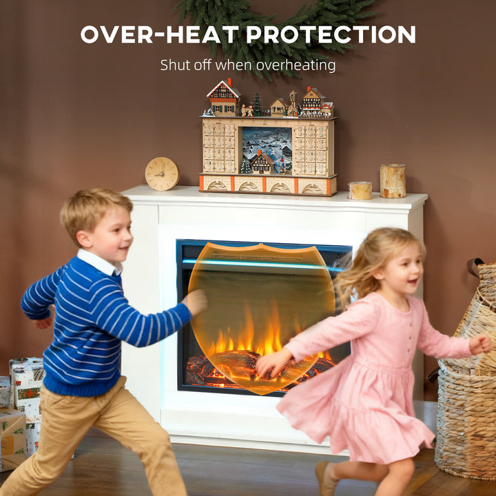 MCL Electric Fireplace with Surround, 32" 2000W Inset Electric Fire and Mantel Reach up to 30 m² with 12 Colours Realistic Flame Effect & 5 Brightness, Remote & Timer for Living Room, White