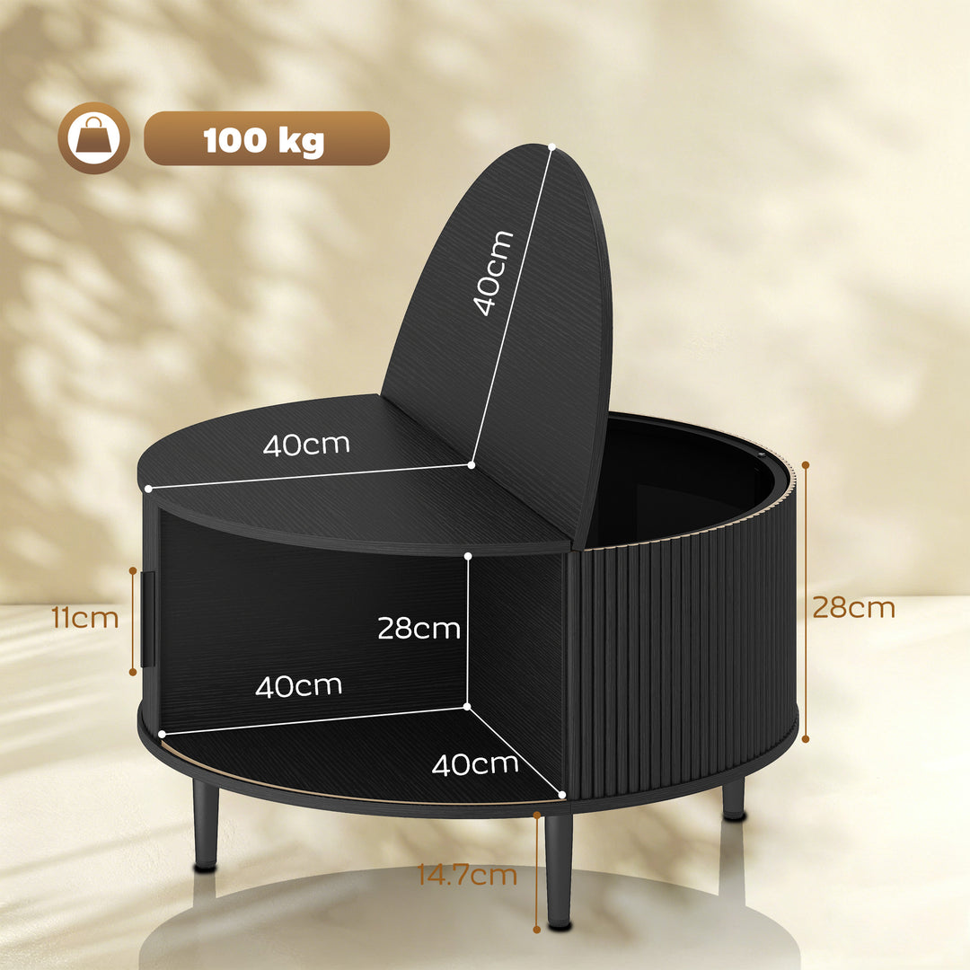 Coffee Table with Lift Top and Hidden Storage, Round Centre Table with