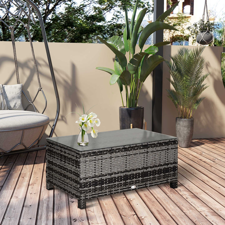 MCL PE Rattan Garden Coffee Table, with Glass Table Top - Grey