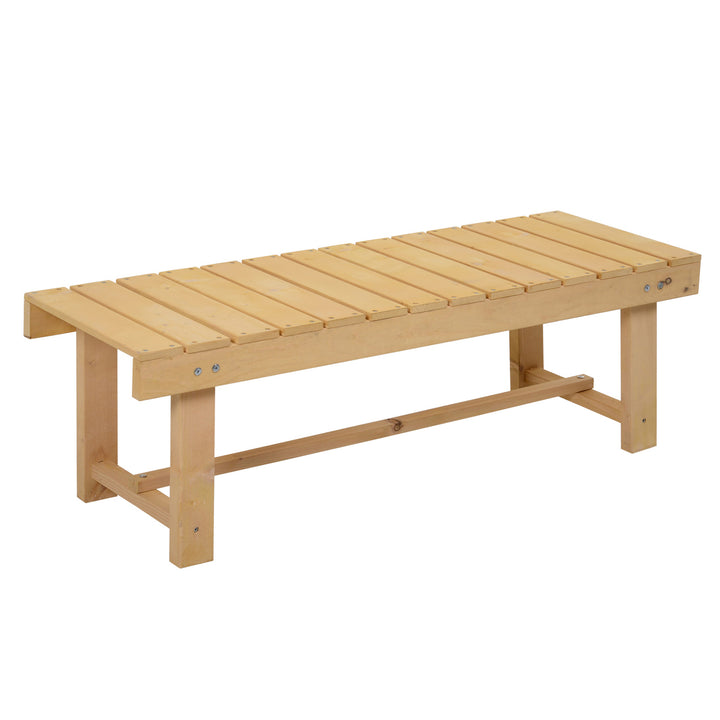 Outsunny 2-seater Outdoor Indoor Garden Wooden Bench Patio Loveseat Fir 110L x 38W x 35H cm Natural | Aosom UK