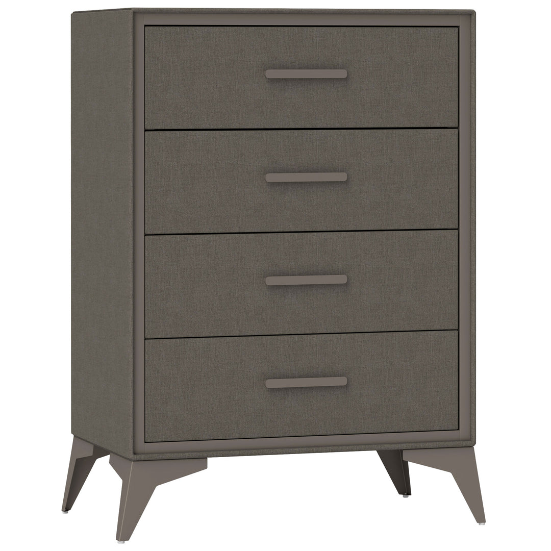 Velvet-Feel Chest of Four Drawers - Brown