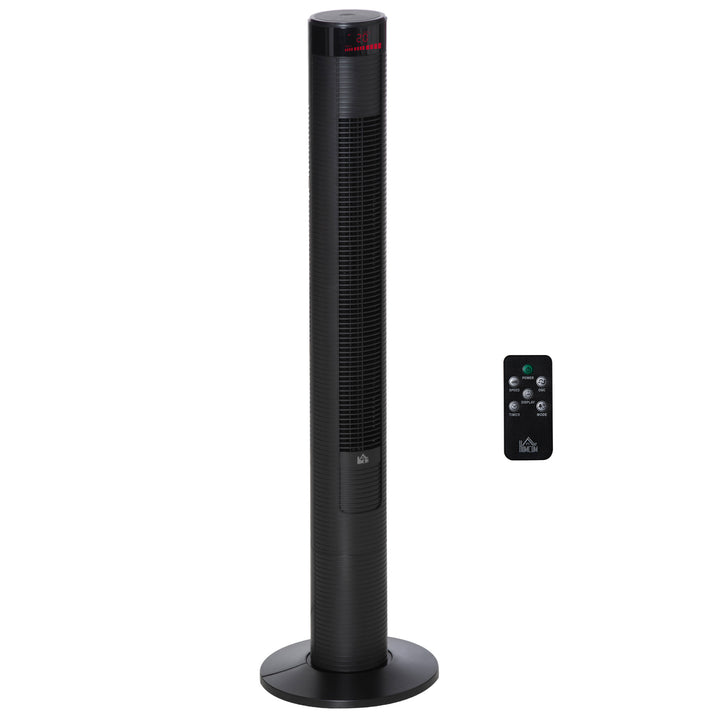 HOMCOM Tower of Cooling: 46" Remote-Controlled Fan, 12H Timer, 3 Speeds, Quiet Operation for Home & Office, Jet Black | Aosom UK