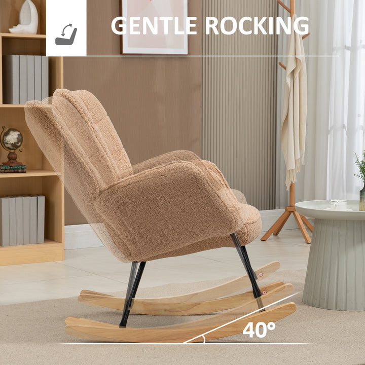 Soft Fleecey Rocking Wingback Chair - Light Brown