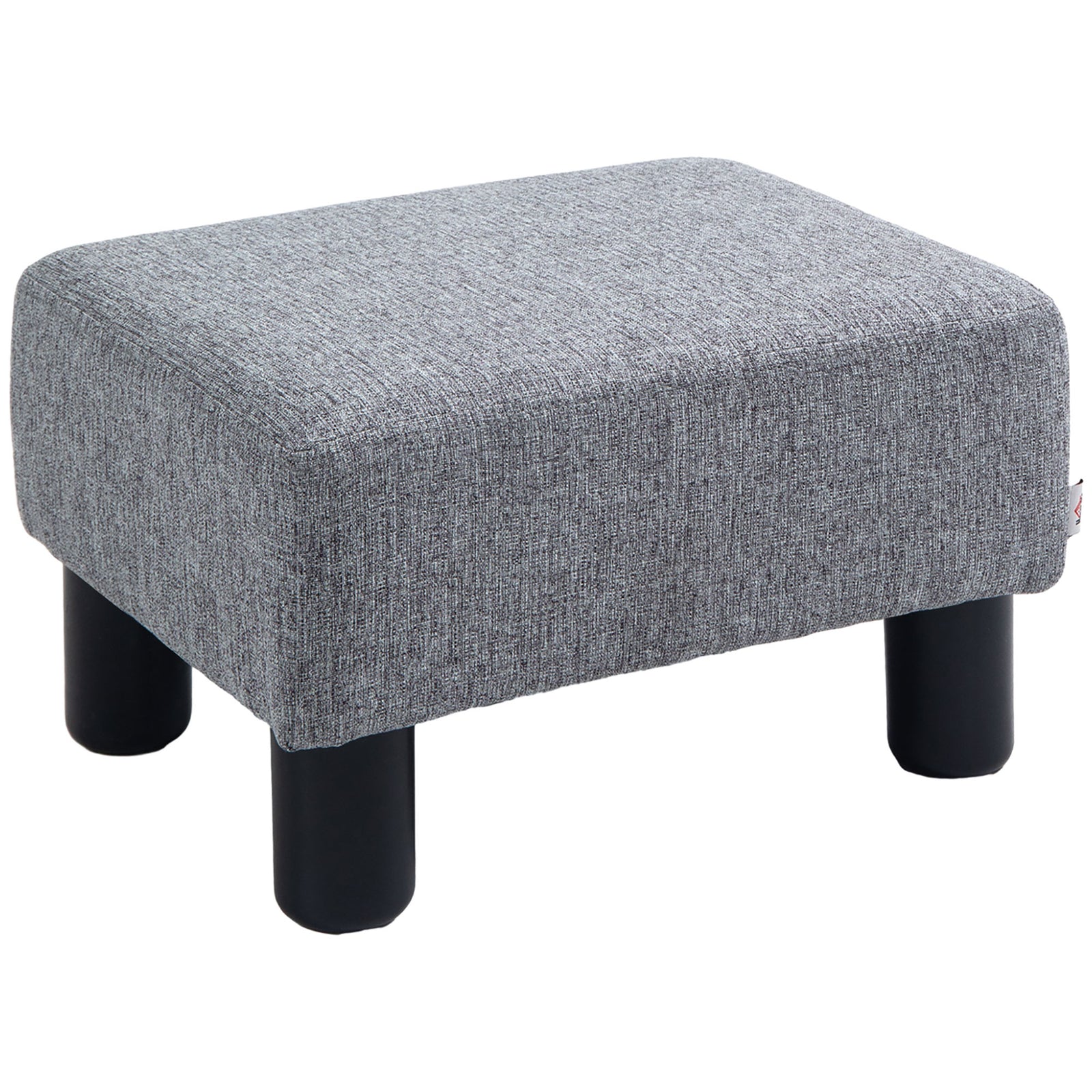 Linen Fabric Footstool Ottoman Cube with 4 Plastic Legs, Grey