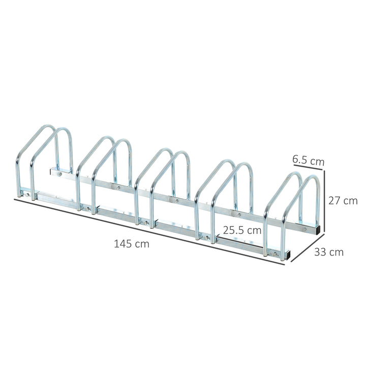 Bike Stand Parking Rack Floor or Wall Mount Bicycle Cycle Storage Locking Stand (5 Racks, Silver)