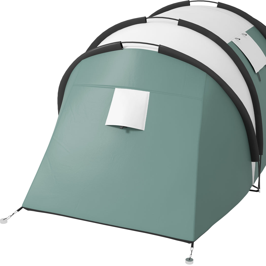 Two-Man Tent, with Bedrooms, Living Room and Canopy - Dark Green