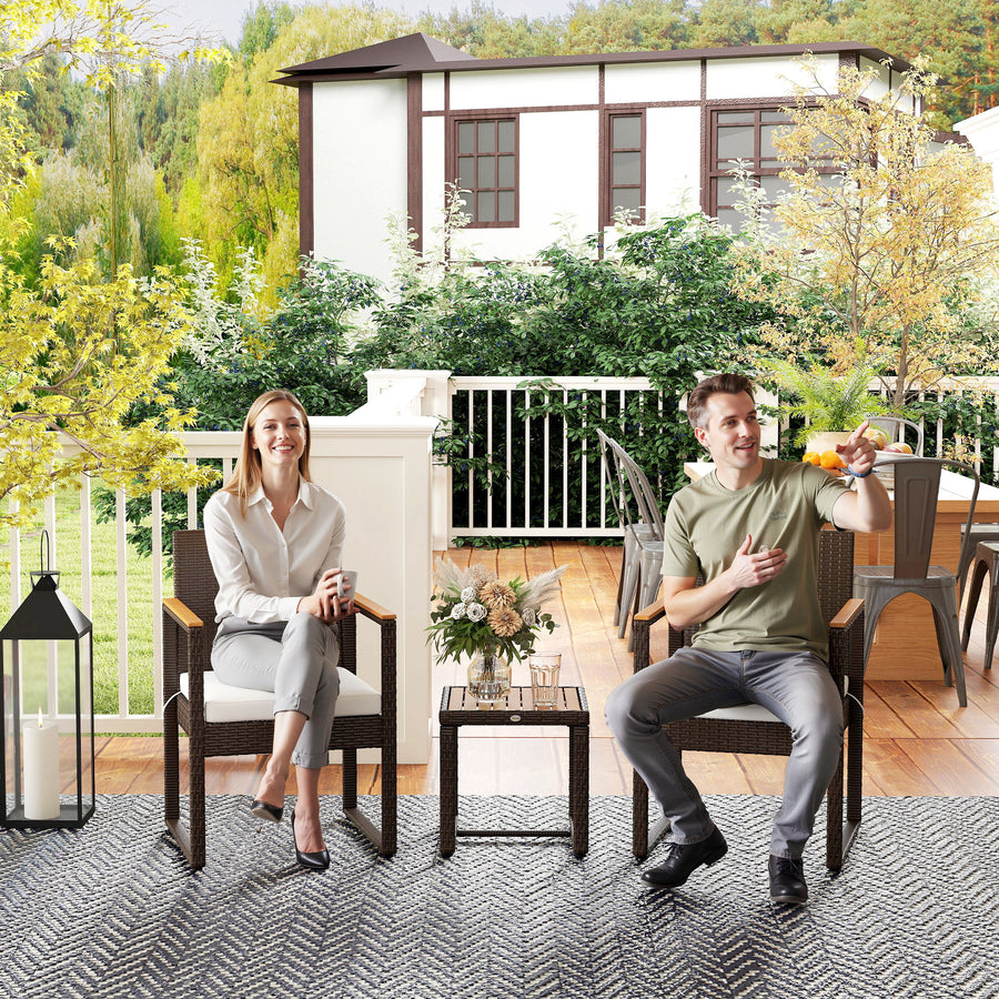 Three-Piece Rattan Chair Set - White