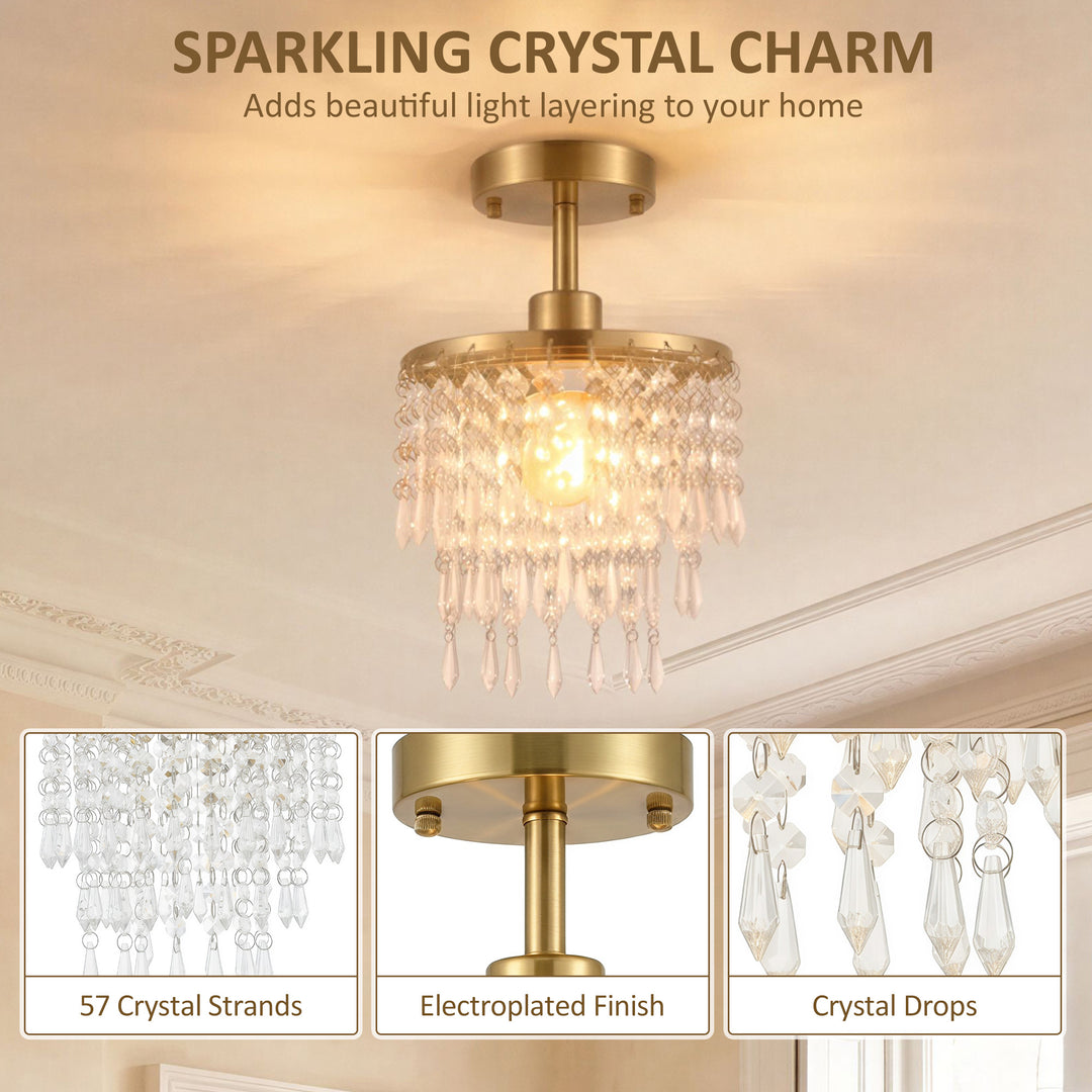 Crystal Ceiling Light with 57 Crystal Strands, Ceiling Light with - view 5