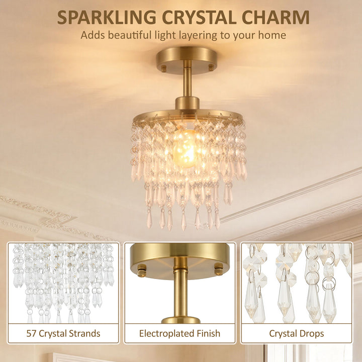 Crystal Ceiling Light with 57 Crystal Strands, Ceiling Light with - view 5