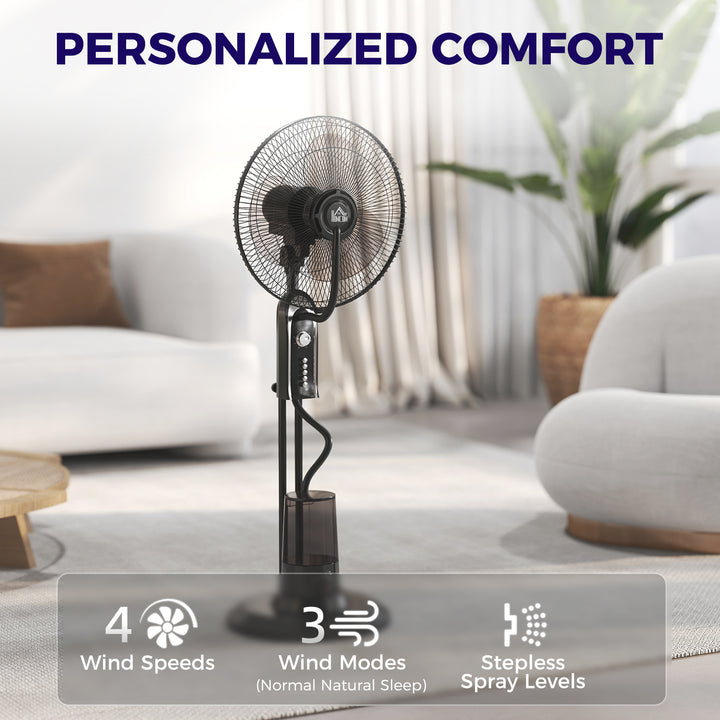 Pedestal Fan with Water Mist Spray, Spray Misting Fan with 70° Oscillation, Tilt Head, 4 Speeds, 3 Modes, Adjustable Mist, 3.2L Water Tank, for Home, 120 cm