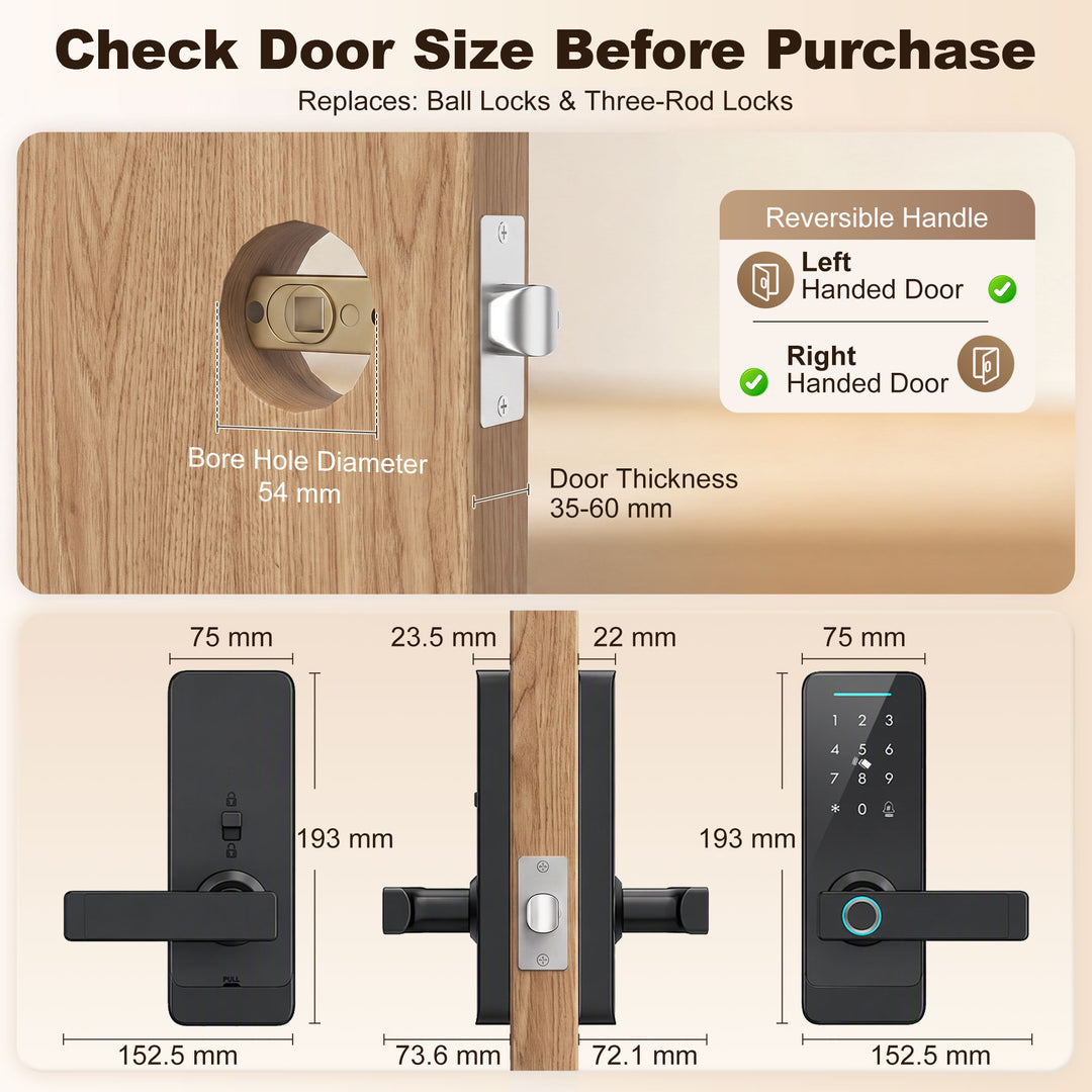 Smart Door Lock, 5-in-1 (Fingerprint/Passcode/Bluetooth APP/NFC - view 3