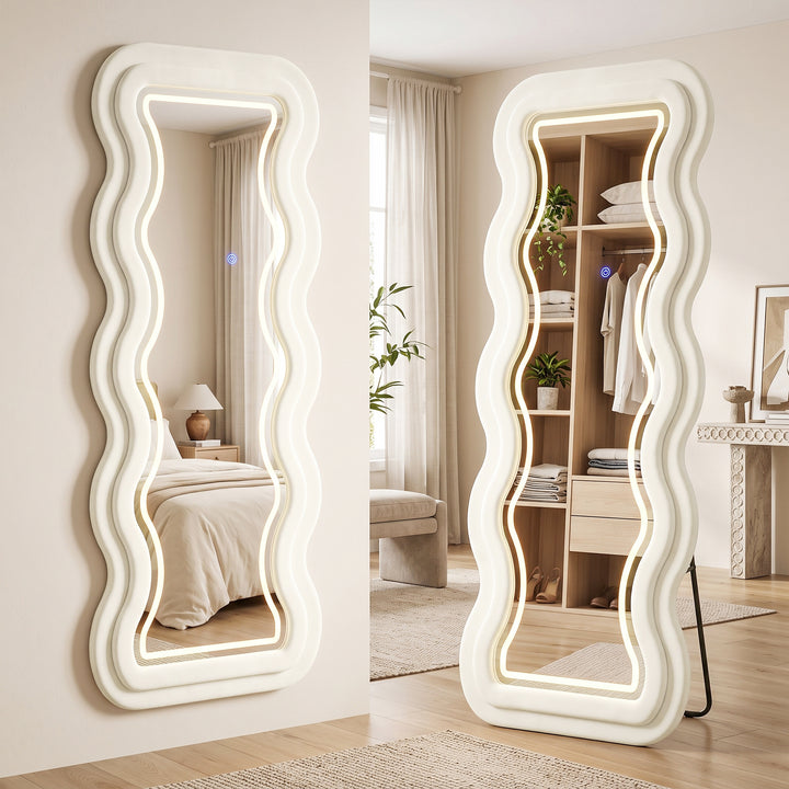 Full Length Mirror, 160 x 60 cm Wavy Full Body Wall Standing Mirror - view 2