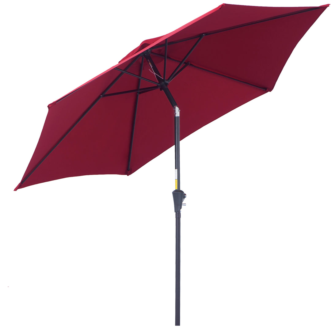 MCL 2.6M Garden Parasol Umbrella with Tilt and Crank, Outdoor Sun Parasol Sunshade Shelter with Aluminium Frame, Wine Red