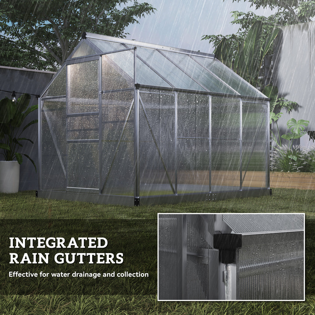 6 x 8ft Walk-In Greenhouse, with Sliding Door - Clear