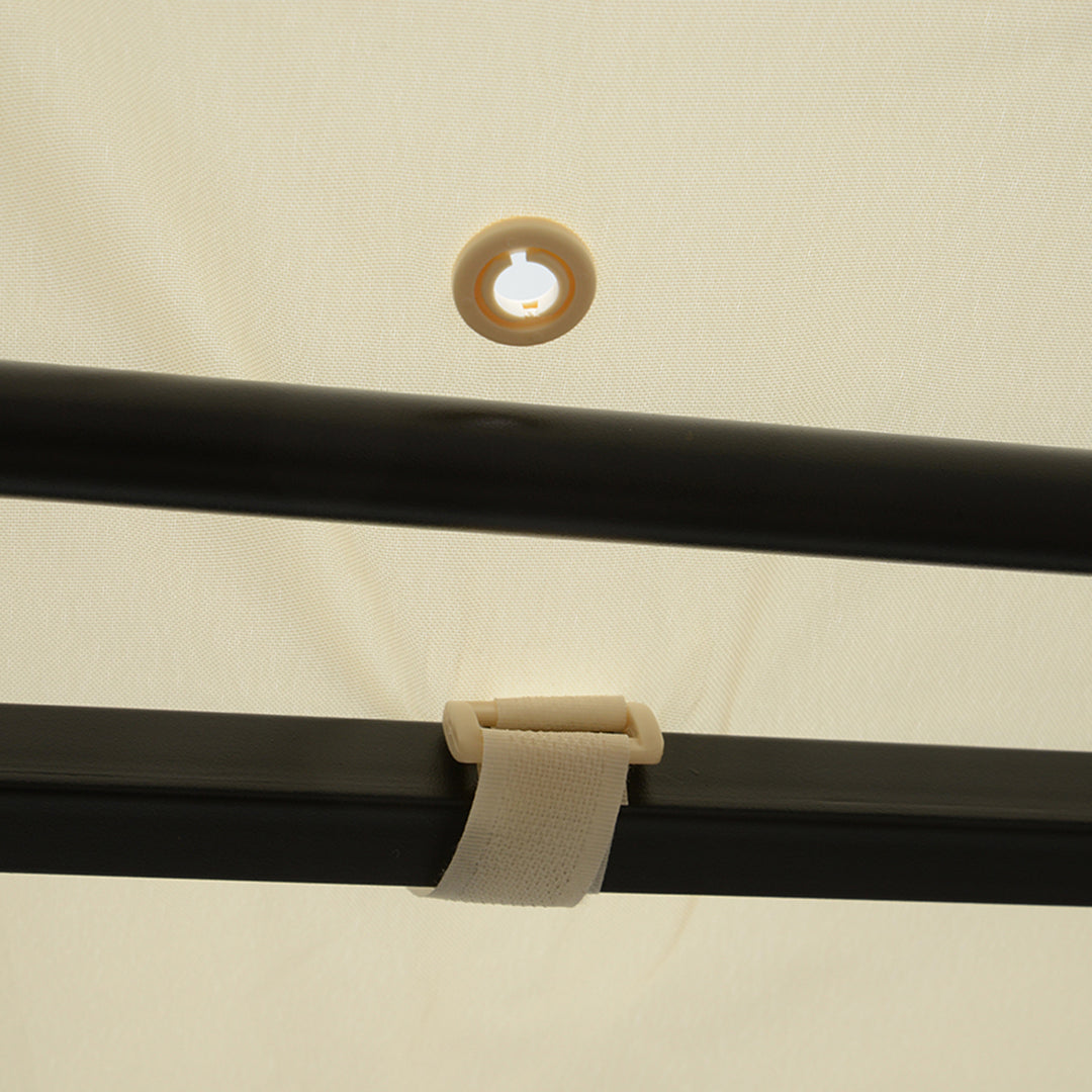 MCL 3 x 2.5m Patio Metal Gazebo Door Window Awning Wall Mount Canopy Outdoor Sunshade with Extended Shelter Cream White