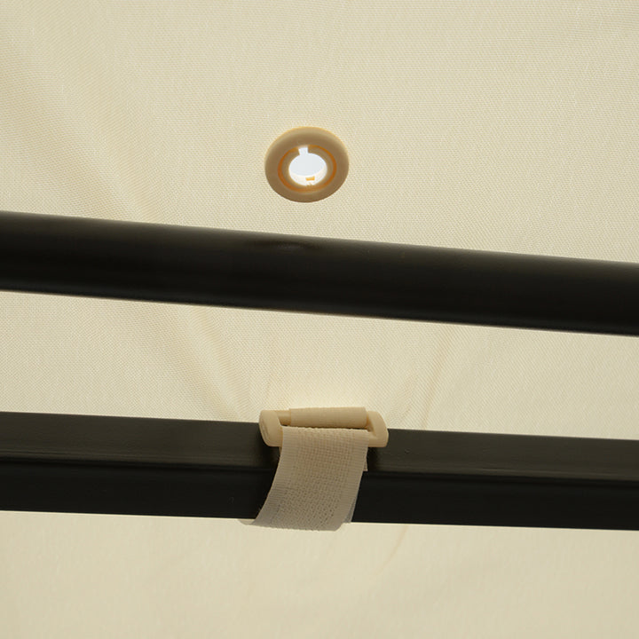 MCL 3 x 2.5m Patio Metal Gazebo Door Window Awning Wall Mount Canopy Outdoor Sunshade with Extended Shelter Cream White