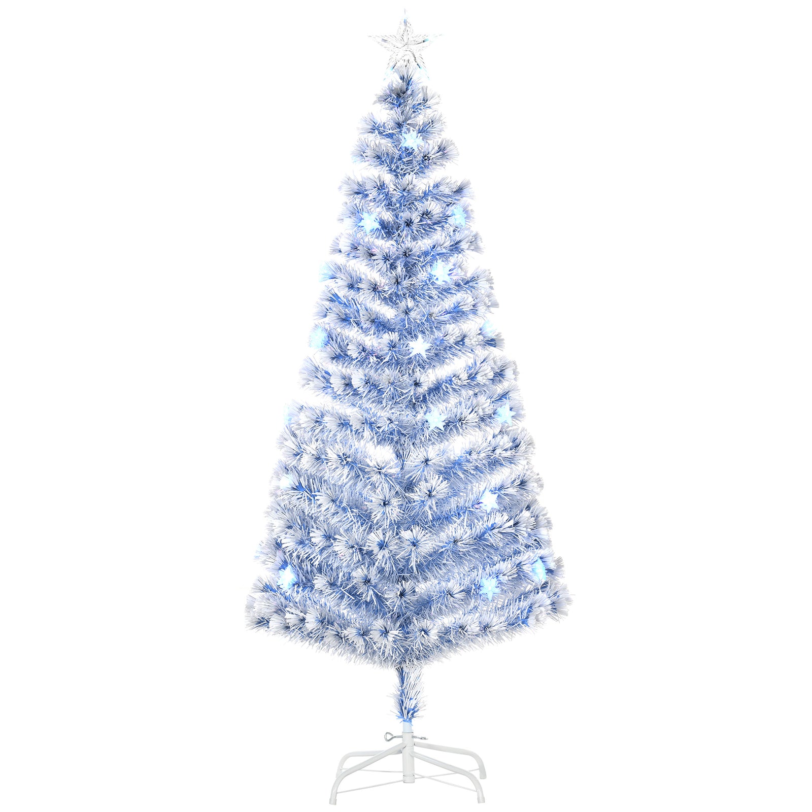 6FT Artificial Fibre Optic Christmas Tree Seasonal Decoration w/ LED Lights Pre-Lit Easy Store White Blue