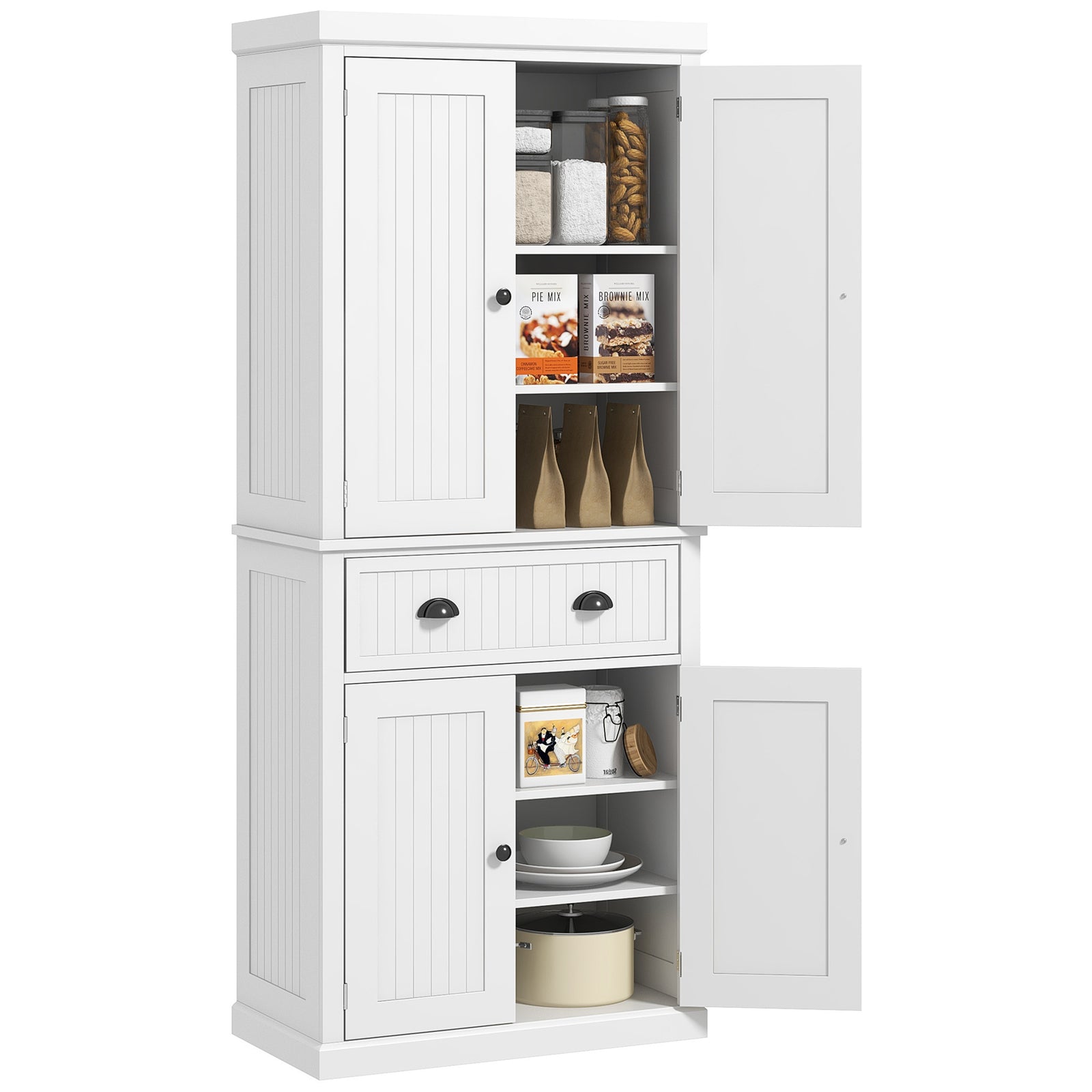 Freestanding Multi-Storage Kitchen Cabinet - White