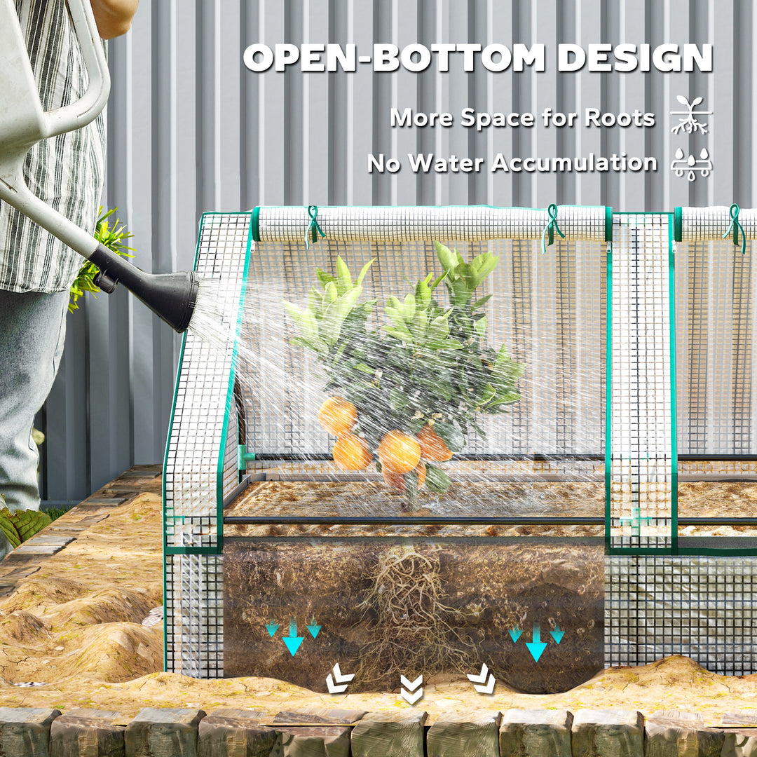 Metal Planter Box with Cover, Raised Garden Bed with Greenhouse, for Herbs and Vegetables, White and Dark Grey