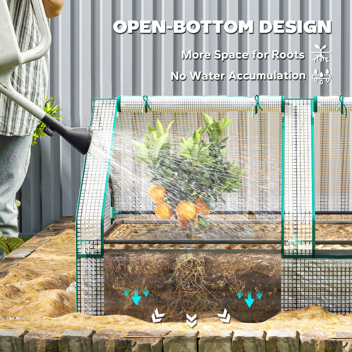 Metal Planter Box with Cover, Raised Garden Bed with Greenhouse, for Herbs and Vegetables, White and Dark Grey
