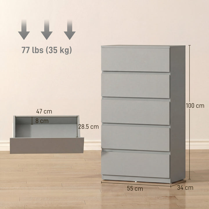 Chest of Drawers, 5-Drawer Storage Cabinets, Modern Dresser, Storage D