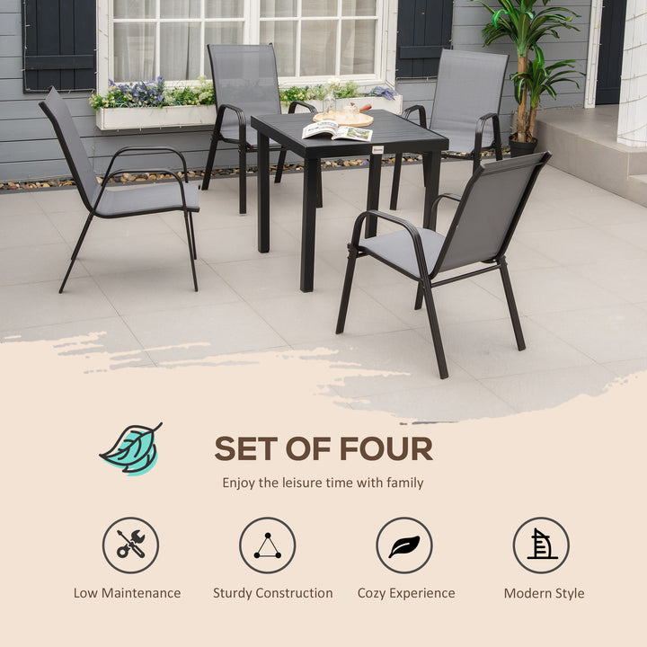 Set of Four Stackable Mesh Seat Chairs - Dark Grey