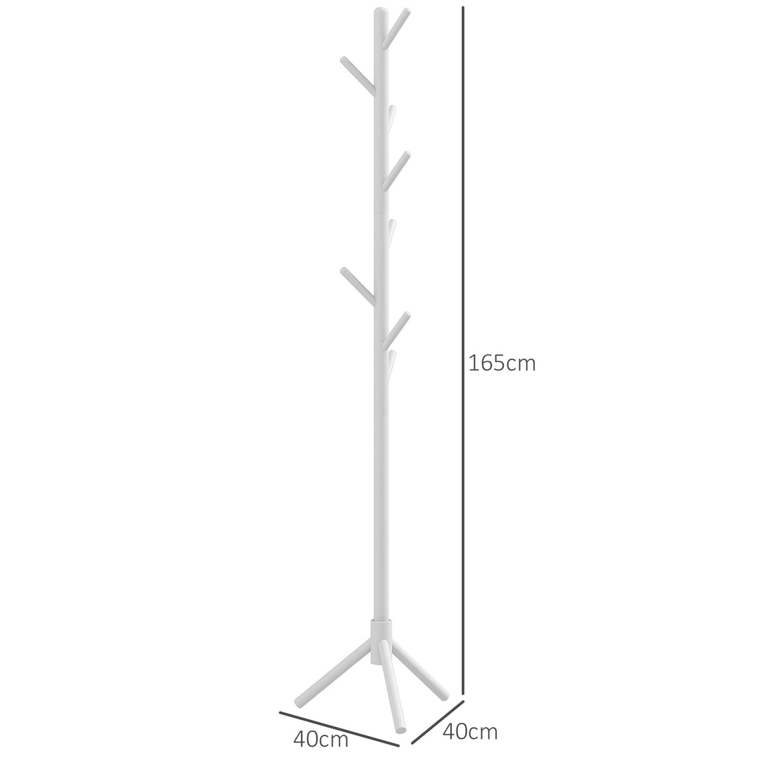 HOMCOM Eight-Hook Wooden Coat Rack - White | Aosom UK