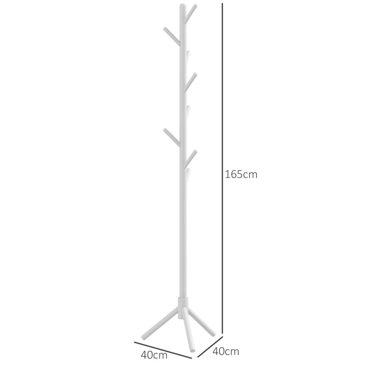 HOMCOM Eight-Hook Wooden Coat Rack - White | Aosom UK